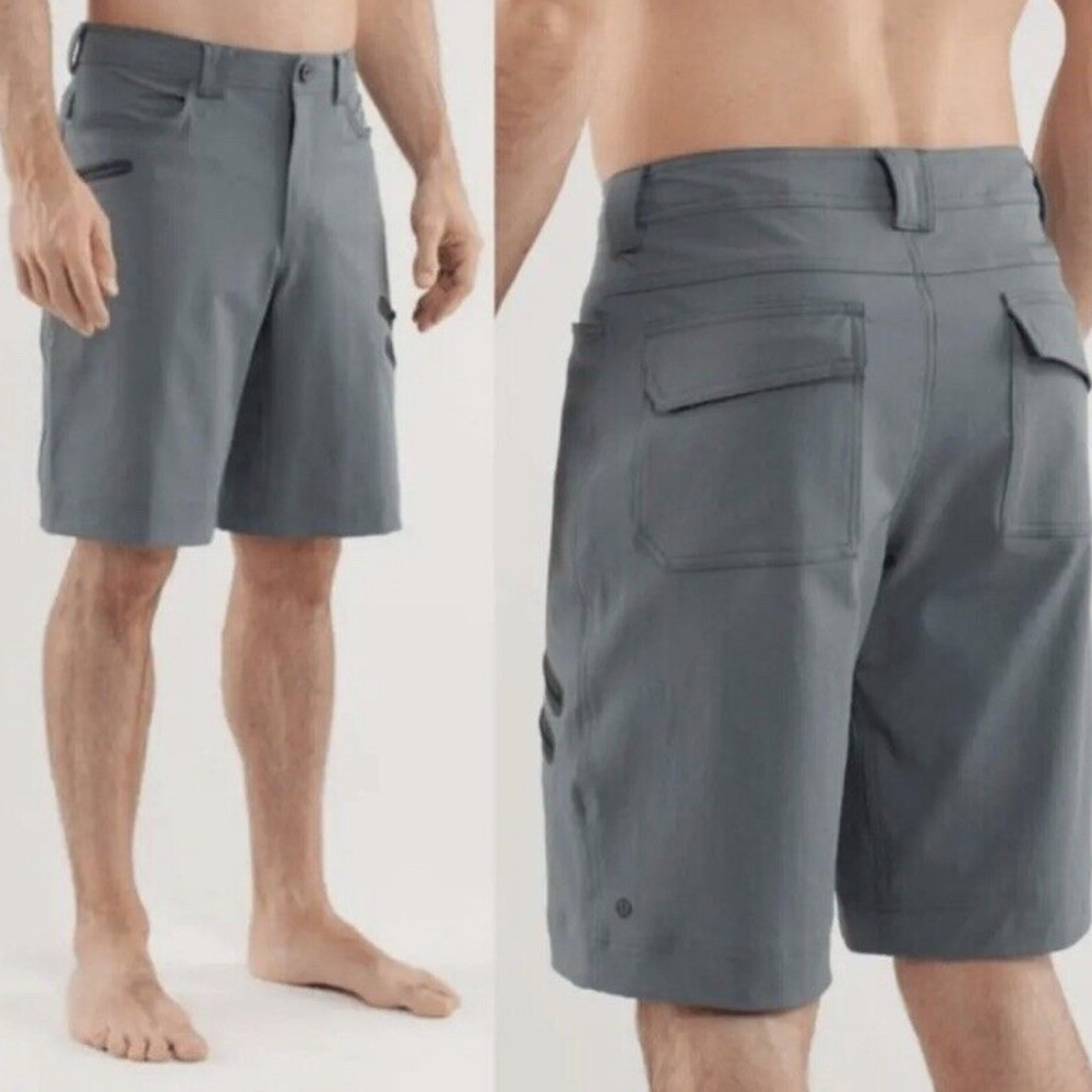 Lululemon Shorts Men's Size 38 Gray Pin Striped Cadence Commute 12" Inseam EUC
